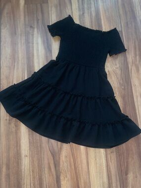 wild fable Black Off-Shoulder Tiered Smocked Dress